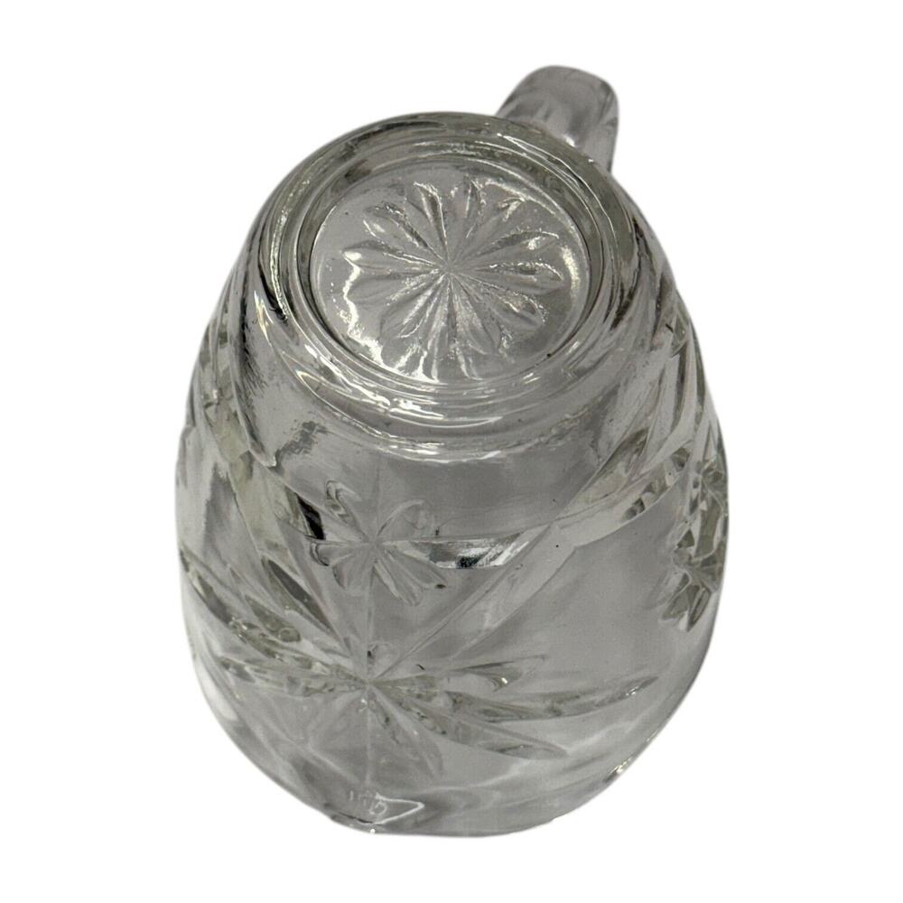 Vintage Anchor Hocking Prescut Clear Glass Creamer Pitcher EAPC Star of David - Picture 6 of 6